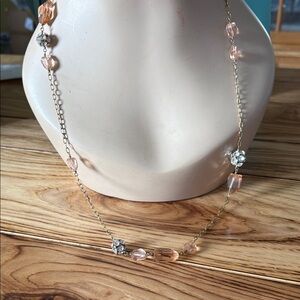 J. Crew Pave Gold Necklace with Pink and Silver Accents